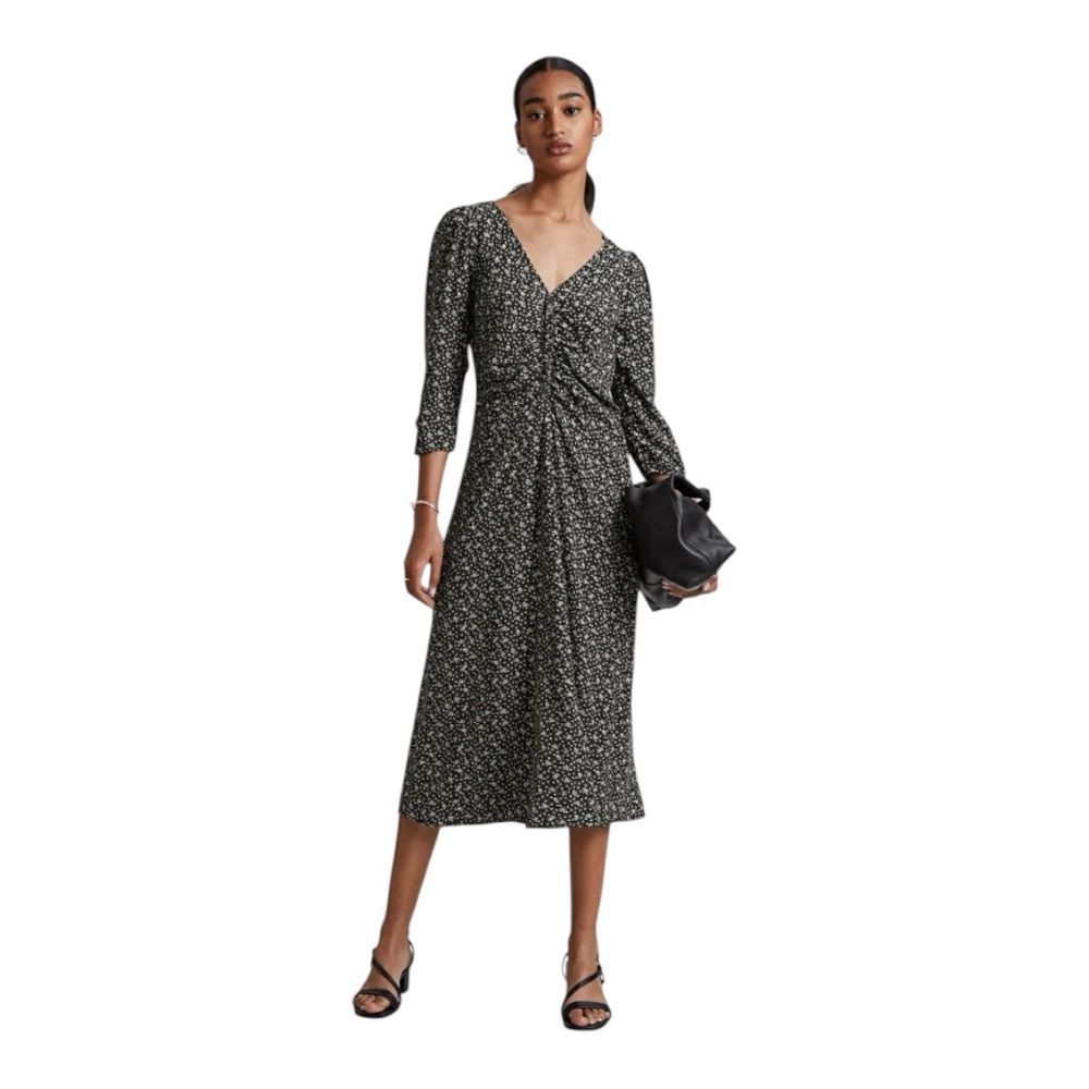 & OTHER STORIES Ruched Front Black Dress